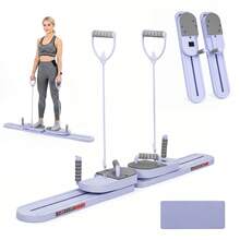 Pilates Board For Home Workout With Resistance Bands – Portable Reformer Machine, Foldable Core Trainer For Ab, Leg, Glute & Arm Exercises - Purple - View 2