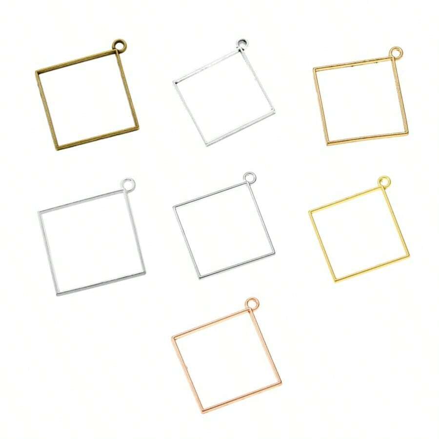 10pcs 48*43mm Geometric Pendant Frames - DIY Jewelry Making Materials, Suitable For Open Pendants, Hollow Earrings, Hanging Necklaces And Bracelets, Perfect For Creating Unique Accessories - Hollowed-out Frame Base - View 1