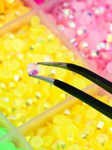 1 bolsa de strass redondos de resina color gelatina con base plana para decoración DIY de uñas y dijes de nail art - Verde - Ver 3