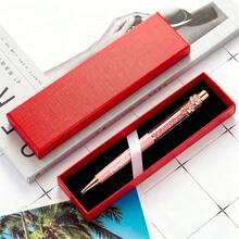 Customized Name Diamond Floral Pen, Floral Decorated Luxury Ballpoint Pen With Gift Box, Personalized Signature Writing Pen, Exquisite Customized Gift, Suitable For Bridal Shower, Christmas Anniversary, Office, School And Other Occasions - Multicolor - View 7
