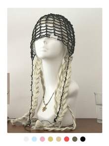 1pc Handmade Beaded Knit Hat, Women's Retro Hollow For Photo Shooting, Boho Chic Headwear, Pure Handmade Beaded Knit Hat, Women's Fashionable Retro , Hollow Out Beaded Tassel Headwrap, Summer Thin Breathable Face-Slimming Beanie - White Label Silver Beads Wide Pattern - View 6
