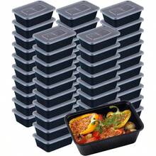 Paquete de 10/30/50, Caja Bento Negra de 26oz con Tapa, Recipiente Rectangular para Almacenamiento de Alimentos, Recipiente Apilable a Prueba de Fugas para Preparación de Comidas, Recipiente para Microondas, Utensilio de Cocina, Accesorio de Cocina, Suministros para Cocina del Hogar - C - Ver 1