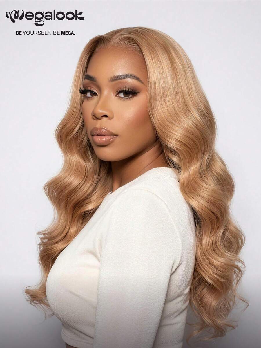 MEGALOOK Milk Tea Brown 6x5 Transparent Lace Front Wig Body Wave 100% Human Hair Pre Plucked Natural Hairline 180% Density Pre-Bleached Knots Glueless Wigs Beginner Friendly For Women - S20L - View 1