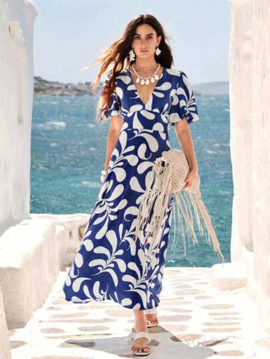 Women Midi Dresses - Navy Blue - View 1