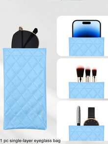 MIYIN 1pc Soft PU Double Layer Glasses Case Sunglasses Storage Bag, Convenient For Daily Carry, Squeeze Top Glasses Case, Minimalist Solid Color Diamond Pattern Anti-Scratch Glasses Storage Bag, Glasses Accessories Sunglasses, Reading Glasses, Myopia Glasses, Astigmatism Glasses Storage Bag, Unisex, Back To School Backpack Travel Essential, Beach Summer Vacation Travel Accessory Travel Bag Vacation Holiday Study Supplies Sunglasses For Women - Multicolor - View 20