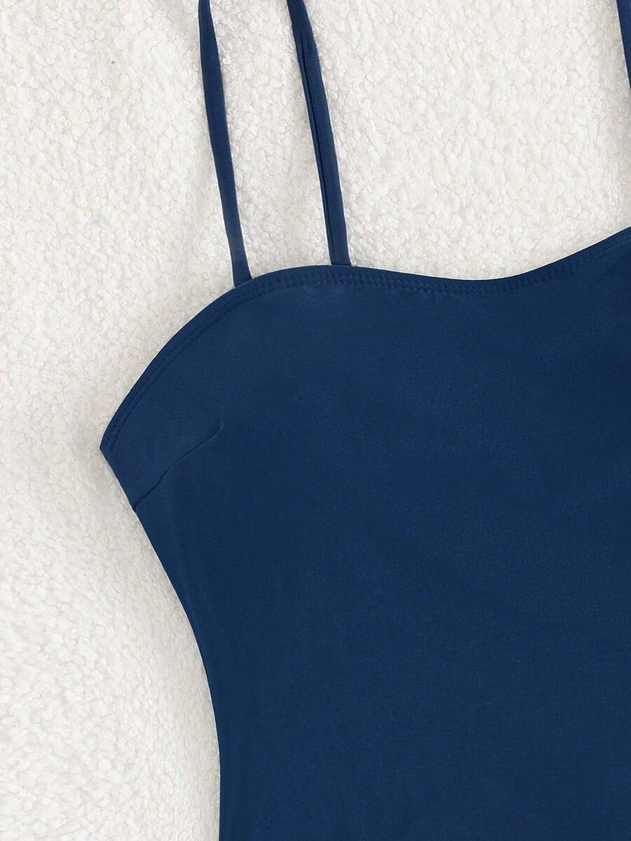 Women Plus Size Sports Swimwear - Navy Blue - View 1