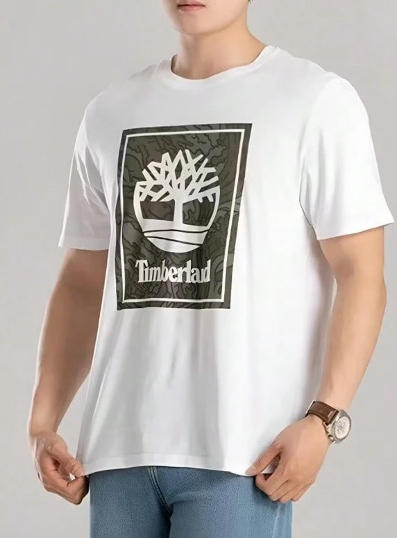 Timberland Men's Outdoor Casual Breathable Round Neck Printed Short Sleeve T-Shirt - White - View 1