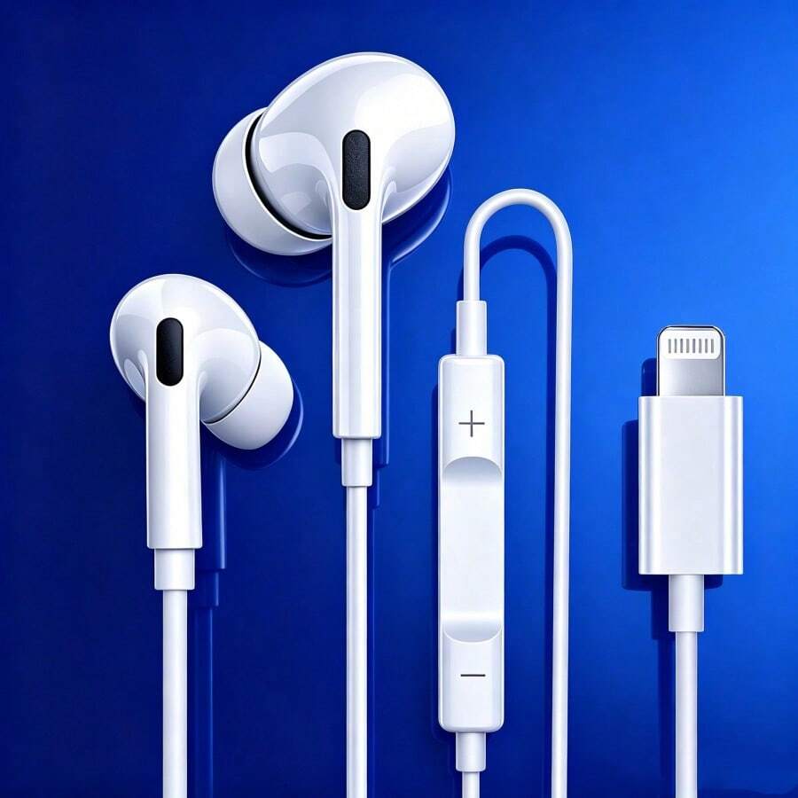 Écouteurs filaires avec connecteur Lightning, plug and play, microphone intégré et télécommande, compatibles avec 14/13/12/11/XR/XS/X/8/SE/Pro/Pro Max et tous les appareils iOS, écouteurs intra-auriculaires antibruit - Voir 1