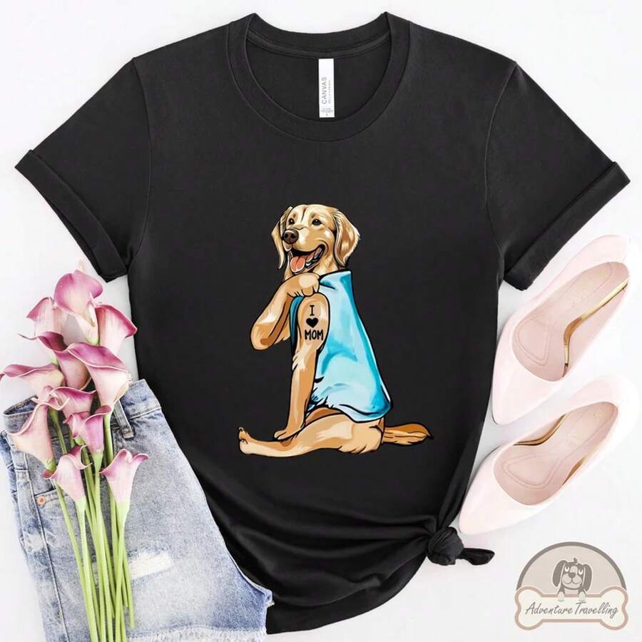 Camiseta Golden Retriever, Te Amo Mamá, Regalo para Mamá Golden, Perro Golden Retriever, Regalo para Mamá Retriever, Regalo Golden Retriever, DG006GOLW01 - Negro - Ver 1