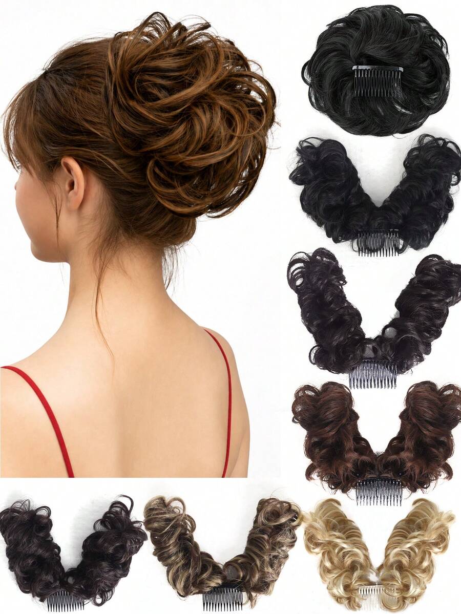 One-Piece Bun Wig, With Comb And Clip, Bun Hair Extension, Suitable For Women's Fashion Hair Clips And Vacation Looks.
