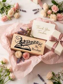 1pc Personalized Custom Music Teacher Wood Name Blackboard Eraser,Custom Teacher Name,Multiple Musical Symbol Design,Natural Wood Material,Ideal Piano Studio & Band Classroom Desk Decor,Sentimental Keepsake Thank You Gift For All Music Educators - Multicolor - View 4