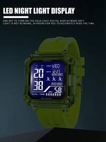 SMAEL 1pc Square Dial Digital Watch For Men And Women Student Casual Fashion Stopwatch Alarm Sports Wrist Watch - one-size - View 8