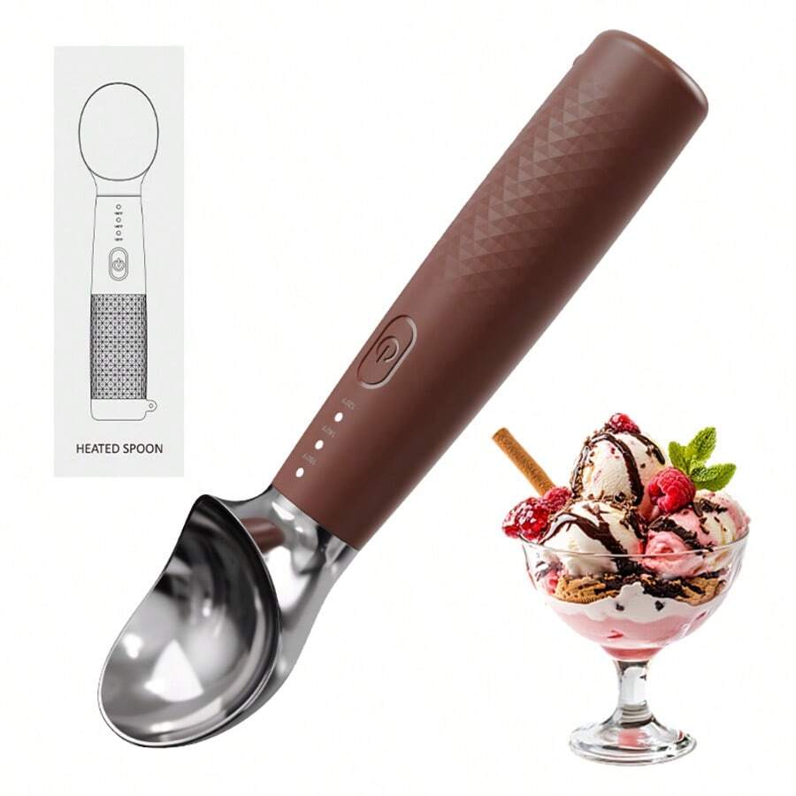 3 Adjustable Temperature Settings (120/140/160°F), Waterproof IP67, Ergonomic Handle, 2600mAh Rechargeable Electric Ice Cream Scoop, Hard Ice Cream Kitchen Tool