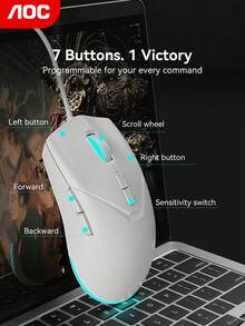 AOC Wired Gaming Mouse, 3600 DPI Adjustable, Silent Buttons, RGB Backlight, Suitable For Gaming And Office, Plug And Play - View 6