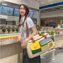 時尚便攜旅行袋 定製休閒運動帆布托特包 大容量防水隨身肩背包 輕量緊湊過夜週末包 男女通用 適合運動、游泳、露營、商務出差、返校必備 - 彩色 - 查看 4