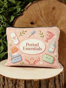 Essential Period Storage Bag, Cute Cartoon Sanitary Napkin Pattern Makeup Bag, Travel Toiletry Bag, Multi-Functional Storage Pouch, Women's Period Care Gift - Multicolor - View 2