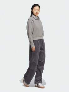 Adidas Originals Women's Chenille Polo Shirt Knitted Collar Long Sleeve TKS5981 - Grey - View 4
