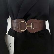 1pc Women's Coffee Color Minimalist Basic Elastic Waist Belt, Suitable For Halloween Party Or Daily Outfit Matching - Coffee - View 10
