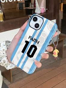 1 buah Casing Ponsel Keras 2-in-1 Pelindung Penuh Gaya Retro Minimalis Garis-garis Olahraga Jersey Teks Iman Angka Tebal Grafik Kekuatan Mengkilap Kompatibel Dengan / 11/12/13/14/15/16/17 Pro Max - MultiWarna - View 3
