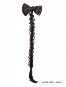 Bowknot Half-Up High Ponytail Wig Braid Clip, Bowknot Bun Wig Ponytail - 彩色 - 查看 3