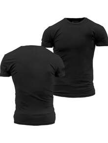 Camiseta Deportiva 100% Poliéster Dry Fit Antitranspirante Para Gimnasio Running - Negro - Ver 1