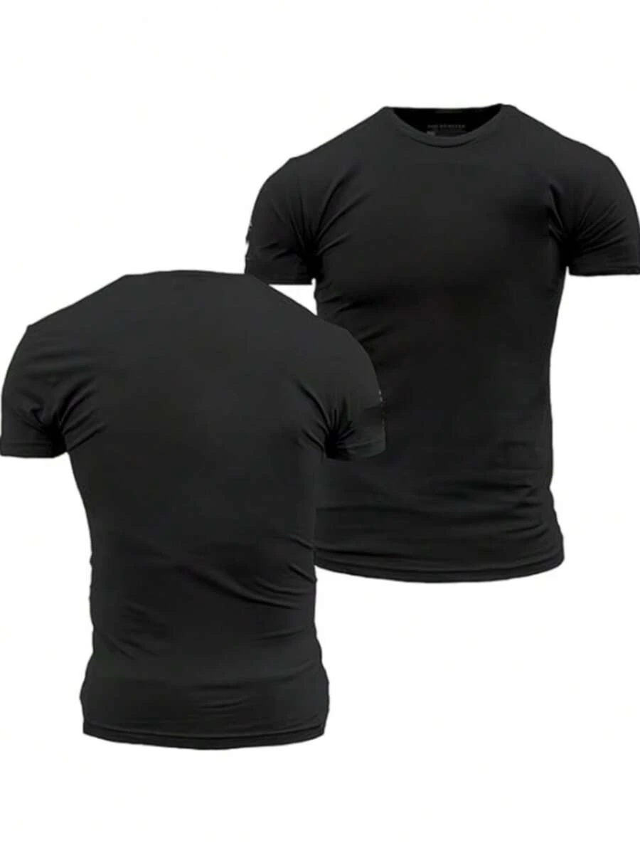Camiseta Deportiva 100% Poliéster Dry Fit Antitranspirante Para Gimnasio Running - Negro - Ver 1