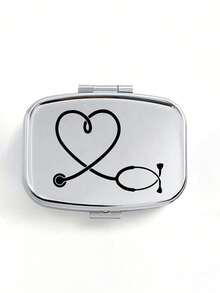 Square Pill Box, Printed With Capsule, Tablet, Letter, Pill Bottle Patterns, Portable Medication Storage Compartment, Mini Metal Storage Box, Portable Jewelry And Pill Box, Travel Pill Box, Large Capacity Compartment, Weekly Medication Organizer, Suitable For Daily Medication And Vitamins, Essential For Doctors And Nurses, Emergency Needs, Travel, Hiking Emergency Rescue, Personalized Creative Gift With Cartoon Logo, Only Empty Box - Multicolor - View 12