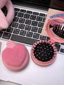 New Highly Attractive Small Portable Heart-Shaped Foldable Mirror Comb Mini Air Cushion Brush - Multicolor - View 3