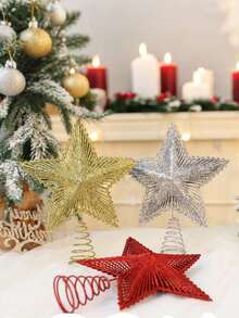 Christmas Tree Top Star, Glittery 3D Five-Pointed Star Christmas Hanging Ornament, Holiday Atmosphere Decor, Christmas Party Decoration Prop, Photography Backdrop Prop, Scene And Home Decor, Suitable For Christmas Tabletop, Fireplace Decoration - View 4