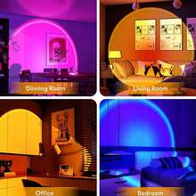 Luz de Proyección de Atardecer, Luz de Atardecer RGB, Luz de Atmósfera Visual Romántica, Proyector LED con Enchufe USB y Control Remoto, Luz Nocturna de Suelo, Adecuada para Fotografía, Selfies, Atmósfera de Grabación en Vivo, Decoración de Sala de Estar y Dormitorio - Luz multicolor - Ver 2