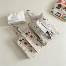 1pc Baby Wet Wipes Storage Bag, Portable Hanging Cartoon Print Wipes Pouch, Suitable For Car, Stroller - Multicolor - View 4