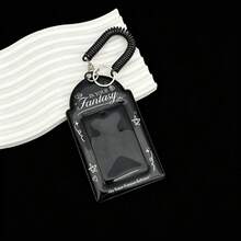 1pc Black Minimalist 3-Inch Card Holder, Star Heart Butterfly Idol Photo Storage Sleeve, Idol Photocard Storage Protection Cover, With Keychain For Hanging On Bags, FEINIBOOK, PU Material, Suitable For 3-3.5 Inch Mini Photo Cards, Photo Cards, Idol Album Photo Cards, Essential Card Holder For Idol Fans, Concert Support Item - Card Sleeve - View 9