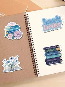 50 piezas de pegatinas decorativas de graffiti azul con estilo de libros para tazas de agua, cuadernos y equipaje, resistentes al agua - 7*6*1 - Ver 6