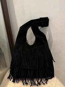 Bolso de Mujer de Cuero Suave y Ligero, Mini Bolso Casual para Citas - Negro - Ver 2