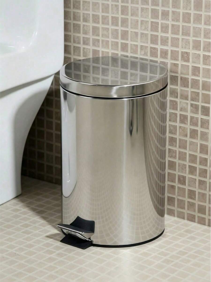 Stainless Steel Pedal Trash Can, Featuring Odor-Proof And Non-Contact Design. Suitable For Kitchen, Bathroom, Bedroom, Office And Other Home Settings. Available In 5L And 3L Capacities. - New Model - View 1