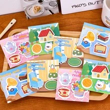 4/8pcs Combination Sticky Notes, Ins Dopamine Combination Sticky Notes Student Tearable Message Decoration Memo Cute Stationery N-Times Reusable, 60 Sheets/Book, Random Style, Suitable For School, Office, Home Memo, Back To School, Halloween - one-size - View 3