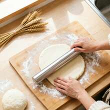 1pc Stainless Steel Rolling Pin, Non-Stick Dough, Suitable For Pizza And Pastry Making, Long Straight Design Suitable For Nuts And Cookies, To Clean And Space-Saving Kitchen Gadget, Minimalist Style, Practical Gift For Cooking Enthusiasts - View 8