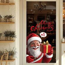 1 Christmas Window Decal Featuring Santa Claus And Gifts-Perfect For Decorating Shop Windows Or Glass Doors To Create A Festive Atmosphere. Static-Cling Sticker. Merry Christmas! - View 6