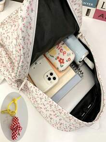 6pcs/1pc Soft Fabric Backpack Set, Macaron Color Floral Forest Fresh Style Soft Girl Backpack, Lightweight Casual Daily Use Bag, Suitable For Teenage Girls And Women, Multi-Functional School Bag, Applicable For Campus Daily Commute, Spring/Summer/Autumn Travel - Multiple Styles - View 4
