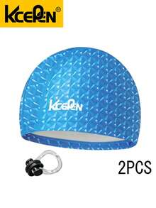 2PCS Swim Cap And Nose Clip Set, Unisex Swim Cap And Nose Clip Set, Fashionable Swim Cap, Exquisite Swim Nose Clip - Multicolor - View 4