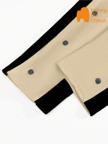 NBCT American Style Side Button Patchwork Contrast Color Men's Sweatpants Straight Leg Long Pants Elastic Waist Drawstring Outdoor Daily Wear Loose Casual Sports Pants - Khaki - View 5