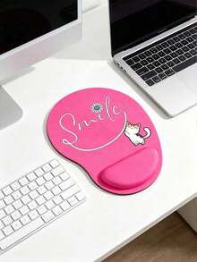 Ergonomic Wrist Rest Mouse Pad, Cute Smile Letter & Cat Pattern Design, Ergonomic EVA Wrist Rest Pad, Non-Slip Memory Foam Mouse Pad, Comfortable Mouse Pad, Provides Smooth Wrist Support, Skin-Friendly And Comfortable, Desktop Protector, Suitable For Gaming, Office, Non-Slip, Suitable For Office Computer, Laptop And Home Use, Graduation Season Souvenir, Perfect Gift For Valentine's Day, Mother's Day, Back To School, Spring - Multicolor - View 3