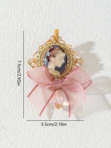 1pc Elegant Style Gorgeous Design Shiny Accessories College Badge Portrait Mesh Bow Shape Sparkling Rhinestone Badge Inlaid Elegant Women's Brooch Corsage Luxurious Jewelry Brooch Date Gift Collar Pin Suitable For Daily Wear - classic - View 3