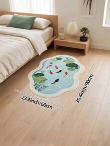 DAJIANG 1pc Koi Fish Print Rug, Kitchen Rug, Hallway Rug, Suitable For Bathroom, Kitchen, Outdoor, Indoor, Corridor, Bedroom, Living Room, Bedside Throw Rug, Machine Washable Easy To Clean, Non-Slip Backing Mat, Bedroom Decor Rug - Multicolor - View 12
