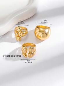 3pcs/Set Men's Rings Set, Water Drop Design, Suitable For Men's Daily Wear - 3-piece Teardrop Ring Set - View 2