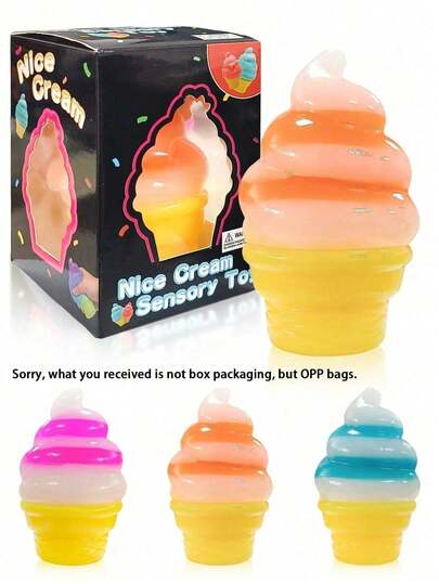 1pc Ice Cream Shaped Squishy Toys Squishies Squishy Cube, Slow Rebound Sensory Fidget Toy, For Anxiety Relief, Perfect Gifts For Birthday, Party