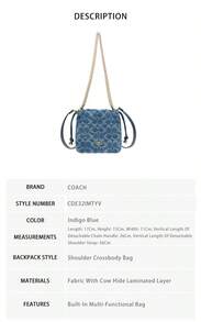 Coach Faye Series Classic Monogram Women Shoulder Crossbody Handbag CDE32IMTYV - Indigo Blue CDE32IMTYV - View 9