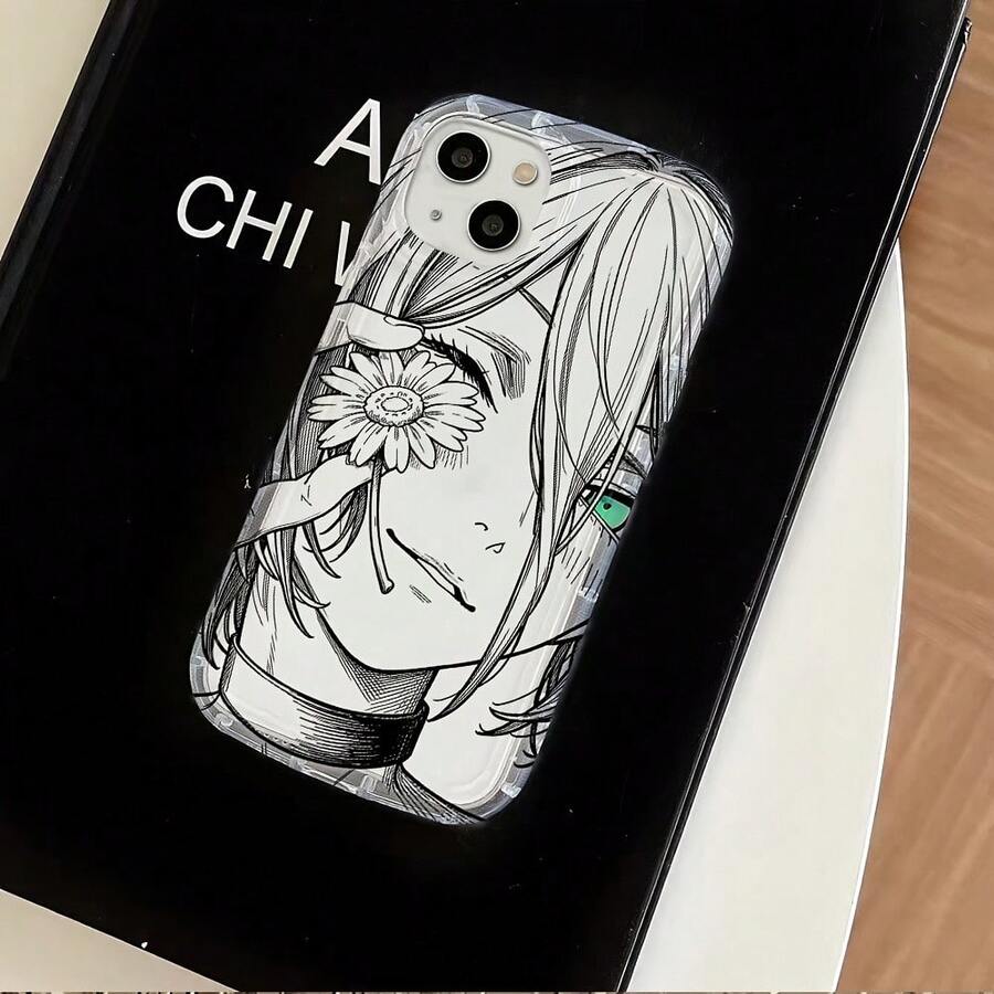 Funda para teléfono: Carcasa de TPU suave con arte lineal de anime Rezes para 17 17e 16e 16 15 14 13 12 11 Pro XR XS X 8 Plus - Colores mezclados - Ver 1