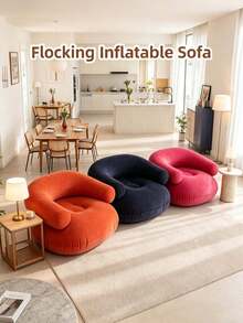 5/1pc Portable Inflatable Armrest Slouchy Sofa, Soft Flocked Inflatable Chair, Multi-Color Lightweight Foldable Outdoor Inflatable Lounge Chair, Suitable For Camping, Picnic, Beach, Dorm, Back To School, Indoor Reading And Relaxation, Easy To Inflate And Deflate Leisure Furniture - Multicolor - View 6
