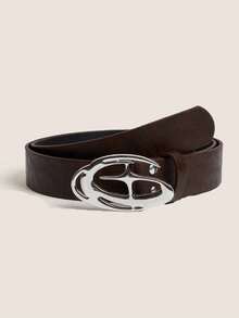 1pc Suede Brown Buckle Minimalist Fashion Versatile Decorative Belt, Suitable For Jeans, Skirts, Casual Wear, Daily Outfits - Brown - View 21